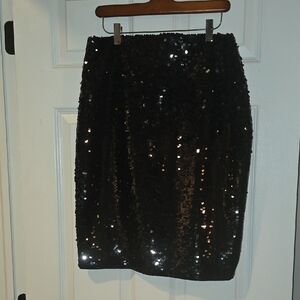 Express Black Sequin Pencil Skirt